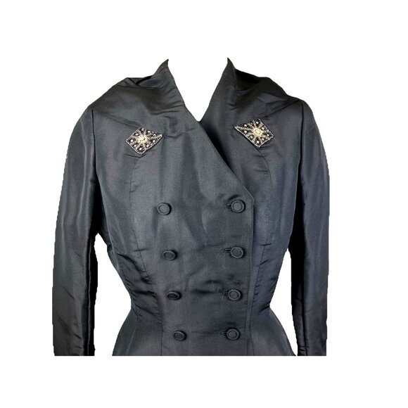 Jackets & Blazers - 1940s nipped waist New Look evening jacket silk beaded rhinestone Deco cocktail